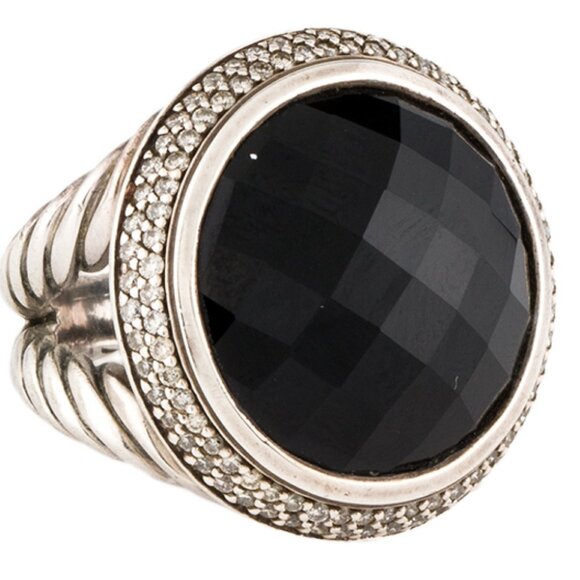 DAVID YURMAN ONYX & DIAMOND 0.64 CTW STERLING SILVER CERISE COCKTAIL RING